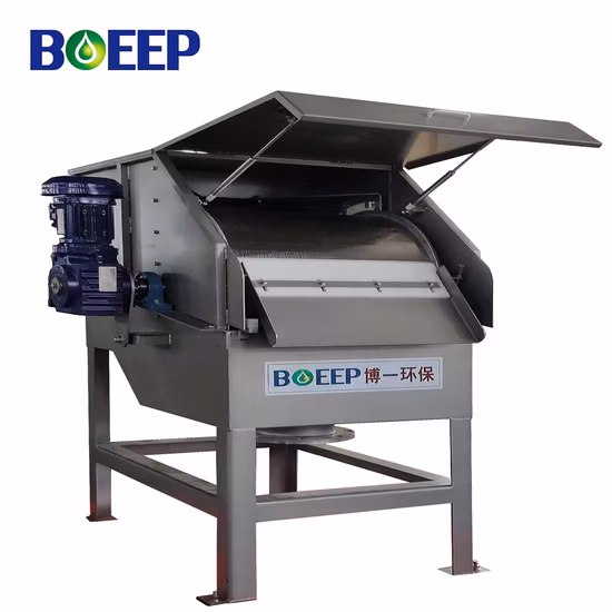 Equipamento industrial do tratamento de águas residuais da tela fina do filtro de cilindro giratório